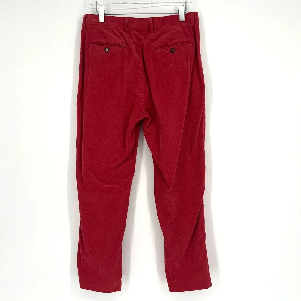 J Crew Kenmare Pants Mens 32 Corduroy Red Preppy Italian Duca‎ Visconti
